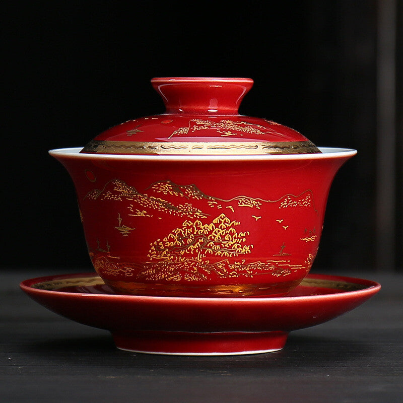 Gaiwan 150ml Cover Bowl Tea Appliance Black Tea's Tea Cup Gaiwan Lid & Cup & Mat