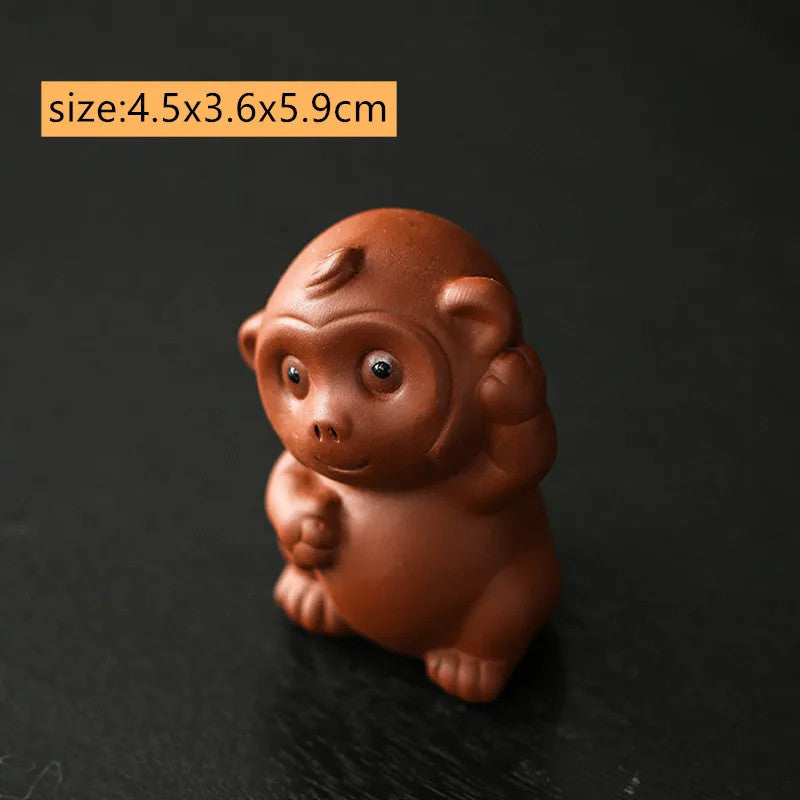 Chinese Zodiac ZishaTea Pet Animal Statue Decoration Handmade Sculpture Tea Set