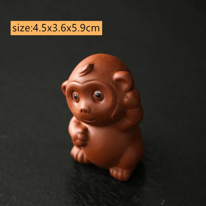 Chinese Zodiac ZishaTea Pet Animal Statue Decoration Handmade Sculpture Tea Set