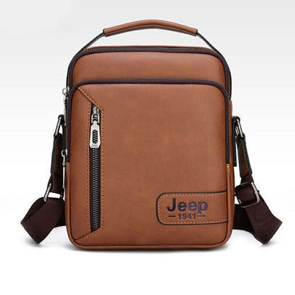 Men Crossbody Bag Multi-function Shoulder Bags Large Capacity Split Leather Bag