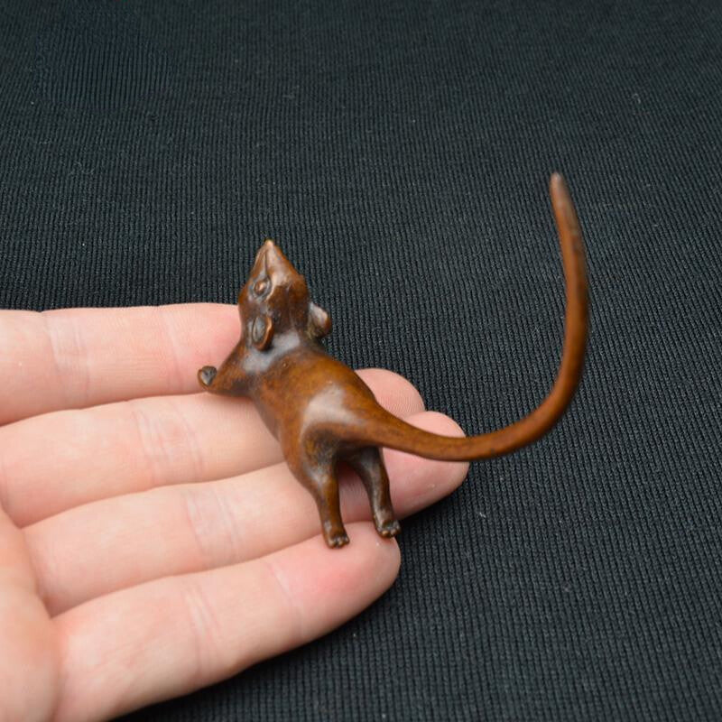 Rare chinese old bronze hand carved lovely mouse statue figure Tea pet Art Gift