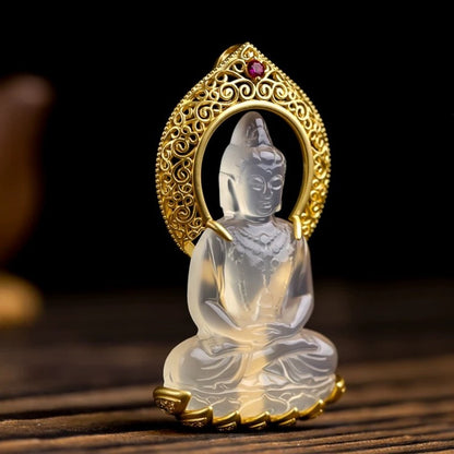 Buddhist Accessories Glass Guanyin Bodhisattva Pendant Necklace Pendant