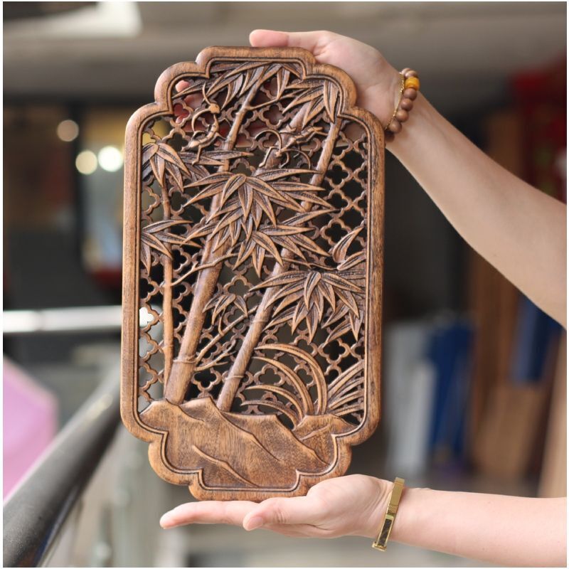 Hollow Wood Carving Chinese Classical Craft Camphor Wall Hanging Decoration 35cm