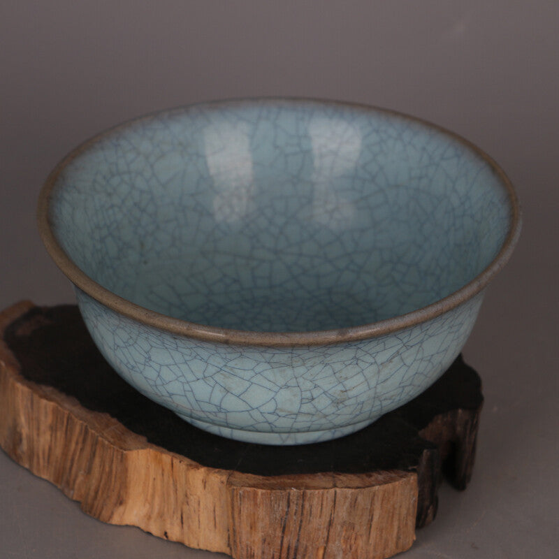 5.5"inch China Porcelain Ru Kiln Lotus Cyan Bowl Tea Set