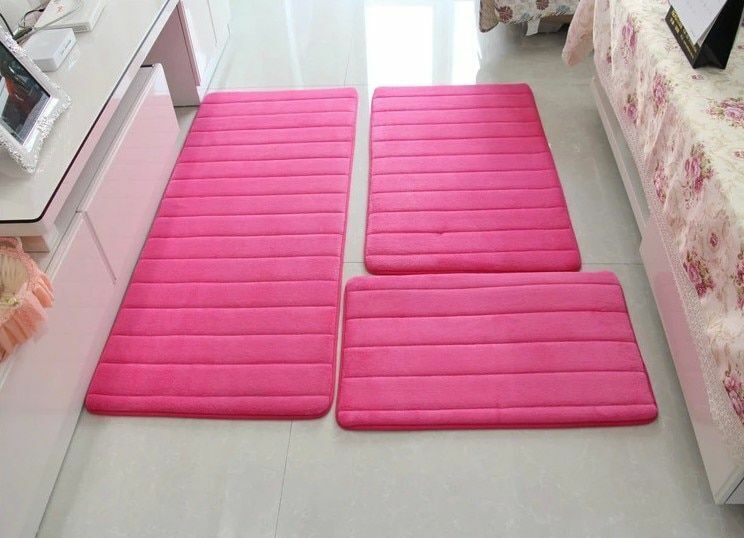 3Pcs/Set Memory Foam Bath Mat Modern Floor Anti-Slip Bathroom Rug Kitchen Carpet