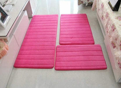 3Pcs/Set Memory Foam Bath Mat Modern Floor Anti-Slip Bathroom Rug Kitchen Carpet