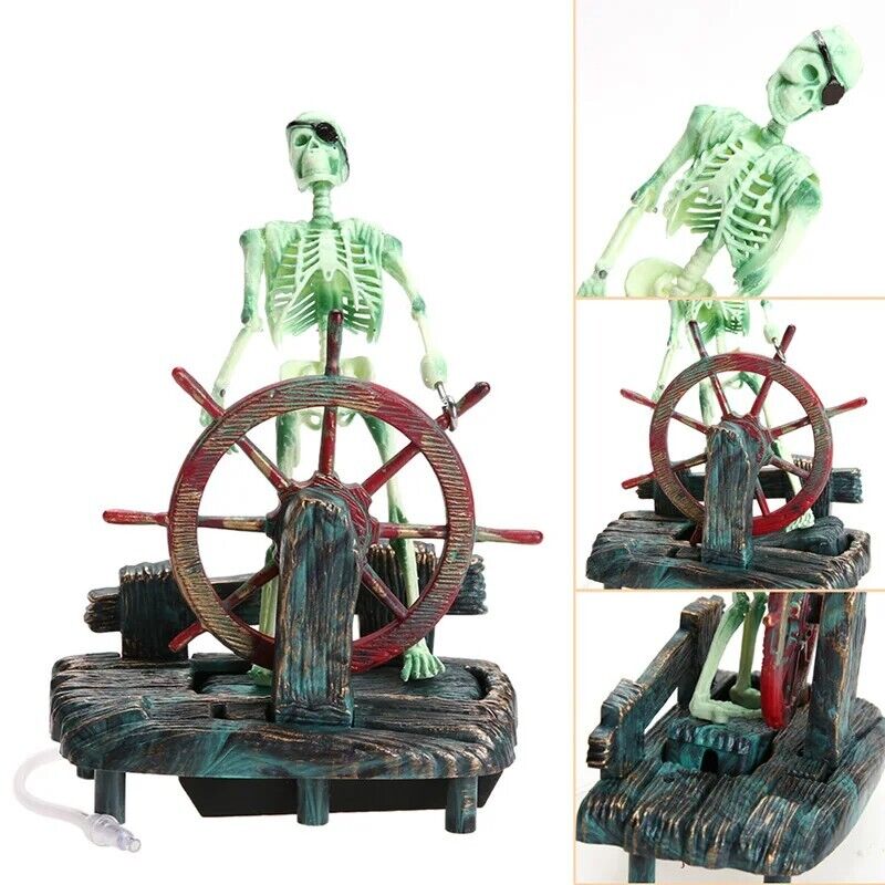 Aquarium Decoration Resin Pirate Skull Captain DIY Landscape Fish Tank Ornaments