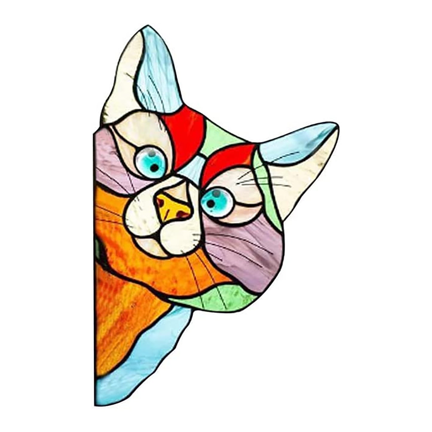 7Pcs Stained Glass Cat Face Peering Decal Sticker Auto Car Bumper Window DIY