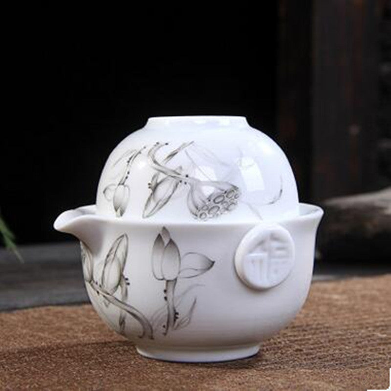 Tea Set Include 1 Pot 1 Cup Elegant Gaiwan Easy Teapot Kettle Porcelain Tea Pot