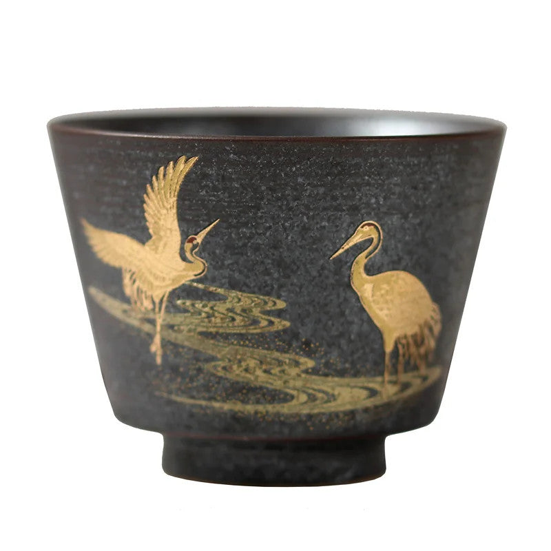 100ML Ceramic Kiln Baked Handpaintd Crane Tea Cup Master Cup Kungfu Teaware