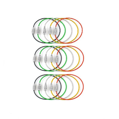 Screw Locking Stainless Steel Wire Keychain Cable Rope Key Holder 5/10/15/20Pcs