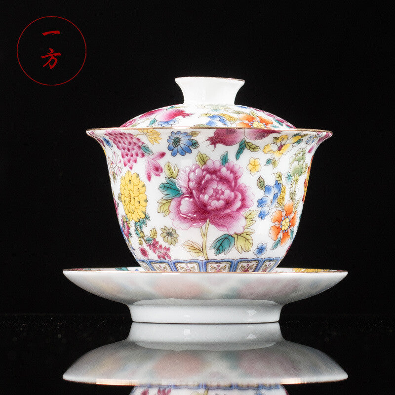 Chinese Tea Brewer Gaiwan Porcelain Tureen Jingdezhen Cup Bowl With Saucer Lid