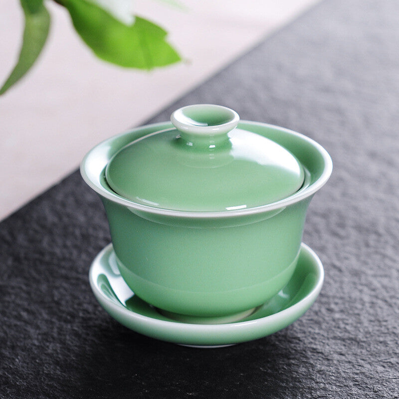 150ml Gaiwan Open Film Cover Bowl Longquan Celadon Kungfu Pot Tea Bowl Tea Cups