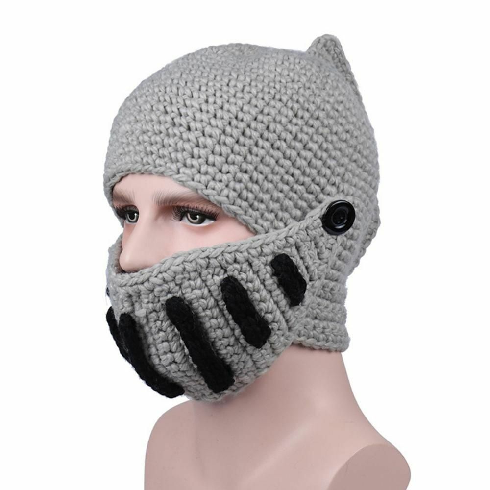 Hiking Cap Novelty Hat Winter Beanie Warm Mask Knight Helmet Knitted 54-60CM 1PC