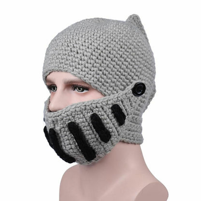 Hiking Cap Novelty Hat Winter Beanie Warm Mask Knight Helmet Knitted 54-60CM 1PC