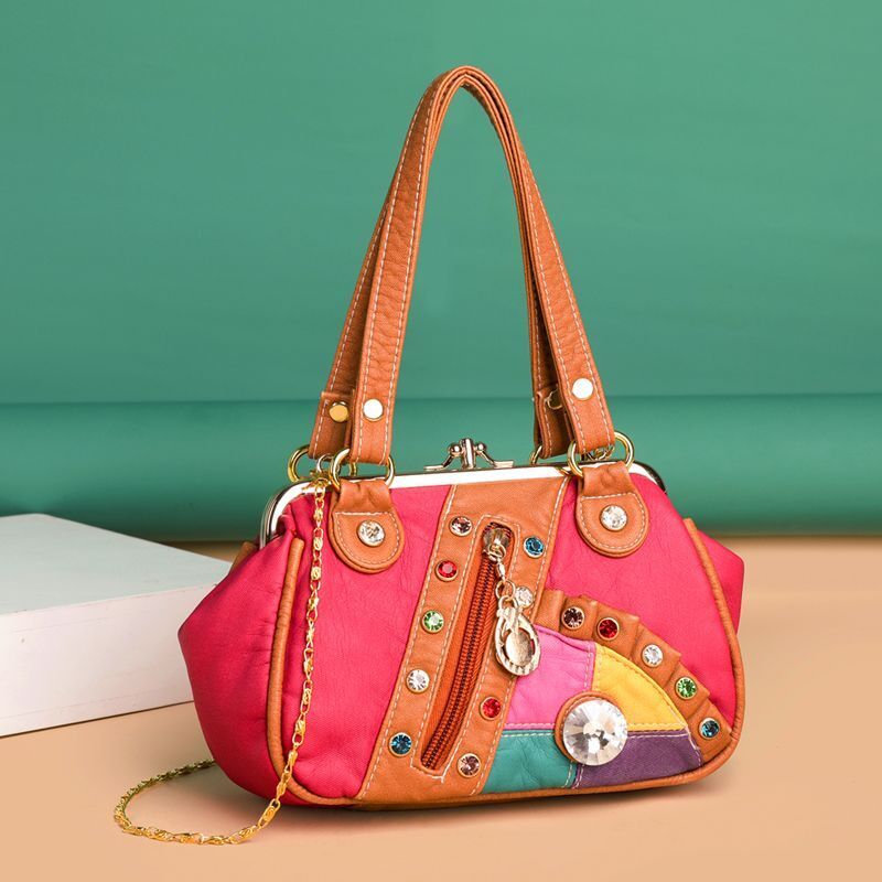 Vintage Shoulder Bag Retro Patchwork Synthetic Leather Messenger Purse Bags 1 PC