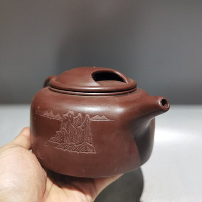 Chinese Yixing Zisha Clay Handmade Exquisite Teapot（牛盖石瓢壶 底款：顾景舟）