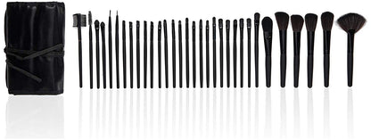32-Piece Black Cosmetic Makeup Brush Set with Black Bag