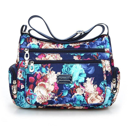 Fashion Floral Pattern Messenger Bag Nylon Shoulder Bag Flower Pattern Handbags