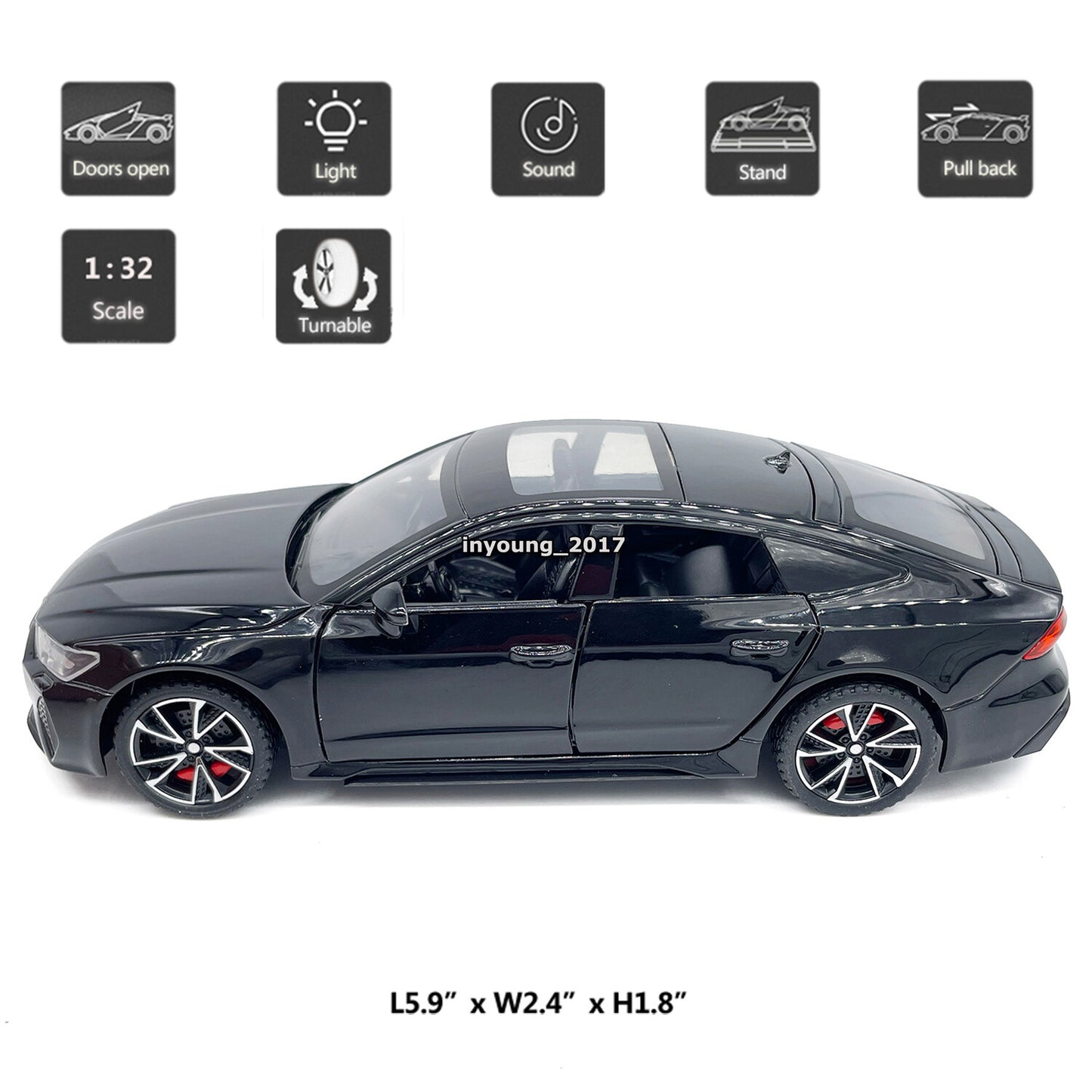 1/32 Audi RS7 Model Car Diecast Toy Cars Metal Vehicle for Kids Adults Boys