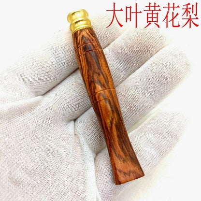 Natural Dalbergia Cigarette Holder Reusable Metal Filter 8x1.2cm Wood Mouthpiece