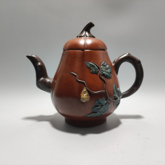 Vintage Chinese Yixing Purple Clay Teapot Zisha Ceremony Ceramic Pumpkin Tea Set