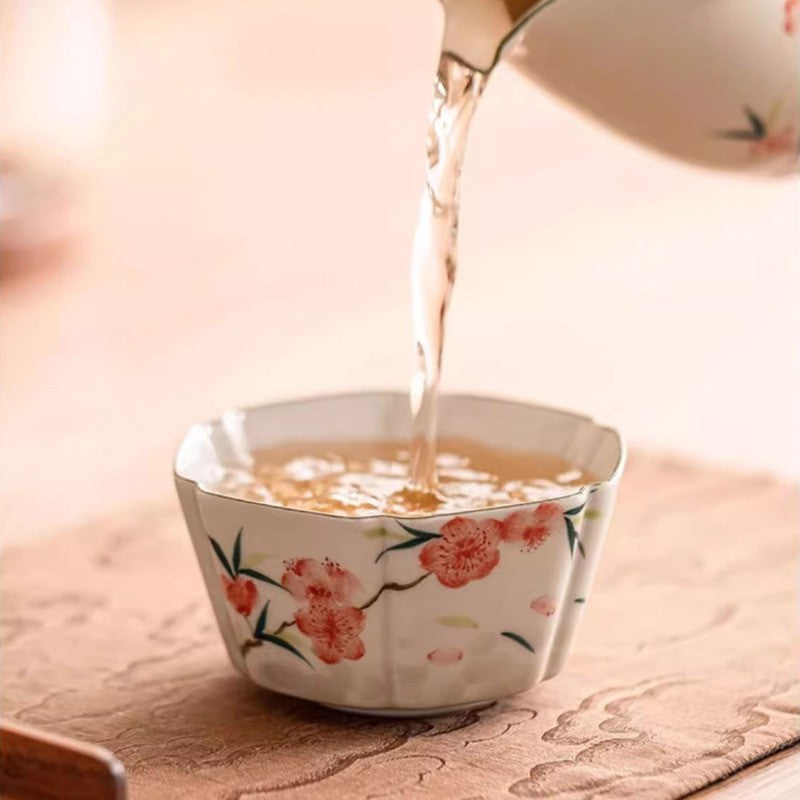 75ml High-end Ceramics Handpainted Peach Blossom Master's Cup Tea Tasting Cup