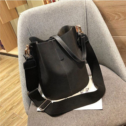 Ladies Bucket PU Shoulder Bag Shoulder Broadband Female Handbag