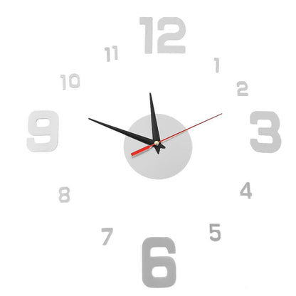 DIY Wall Clocks Modern Large Acrylic Mirror Stickers Quartz Needle Hanging Watch