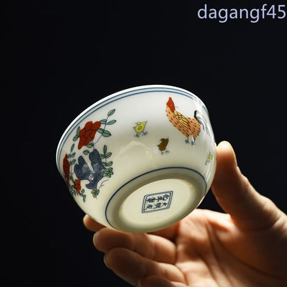Exquisitely Ceramic Chinese Handmade Chicken Cup Tea Bowl Household Teaware