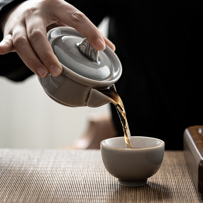 Handheld Teapot Celadon Ice Gray Glaze Ceramic Kung Fu Tea Set Pot Brewing