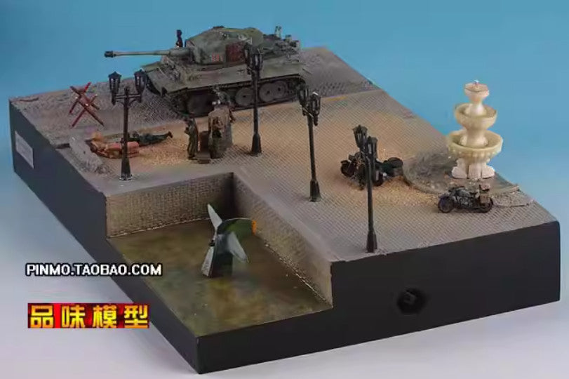 1/72 War Ii European Street Platform Scene Colored Finished Model（No Car）