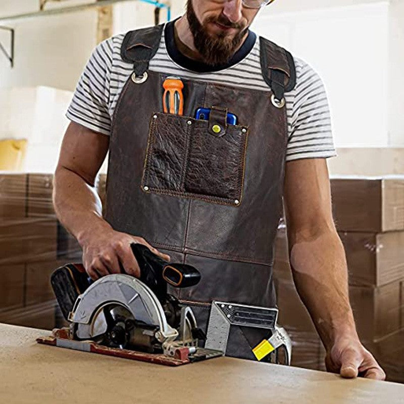 Unisex Leather Apron Heavy Duty Protective Workwear for Workwear Woodworker