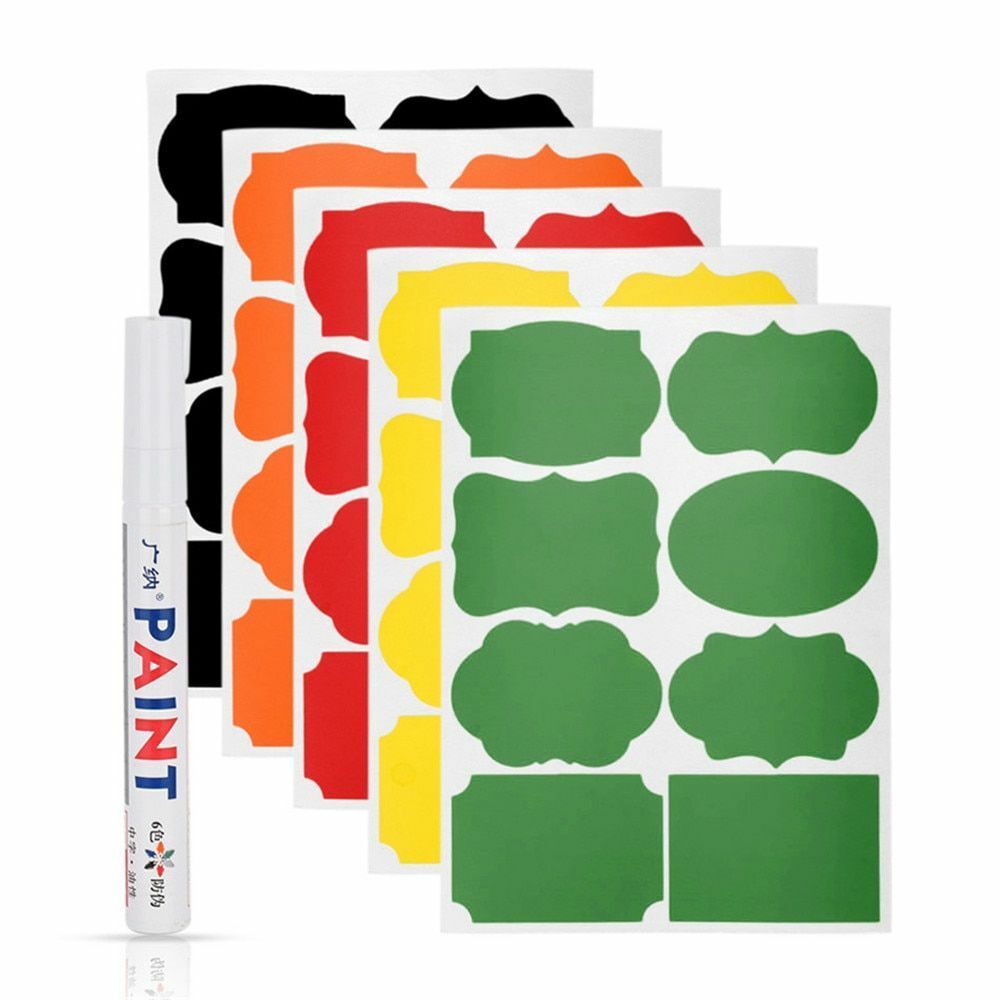 Stickers Waterproof Chalkboard Kitchen 48Pcs/Set Spice Label Home Jar Blackboard