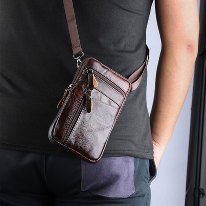 Men Leather Fashion Phone Pouch Belt Bag Shoulder Crossbody Waist Pack Handbag