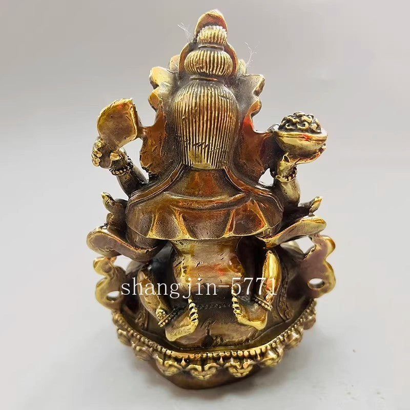 6" Brass Make Love Buddha Statue SexLover Sculpture Happy Mandkesvara Yab-Yum