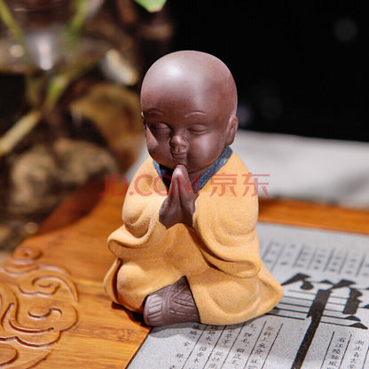 yixing zisha tea pet home ornament Chinese handmade Buddhist statue monk small