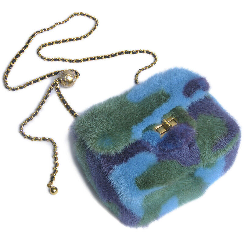 Womens Fashion Genuine Leather Crossbody Bag Real Mink Fur Evening Party Bag