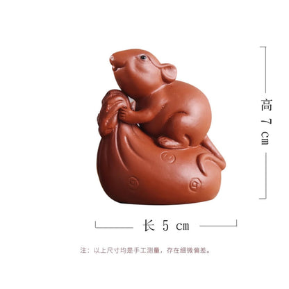 Handmade Zodiac Rat Purple Sands Tea Pet 7cm 2.8in Tea Play Tea Tray Accessories