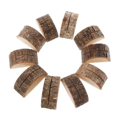Name Card Place Holder 10Pcs Rustic Wood Table Memo Number Note Clip 5.5x3x2.8cm