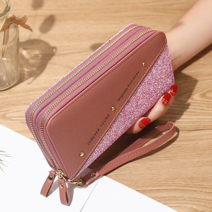 Women Wallets Coin Purses Cards Holder Double Zippers Handbag Money Bags 20*10CM