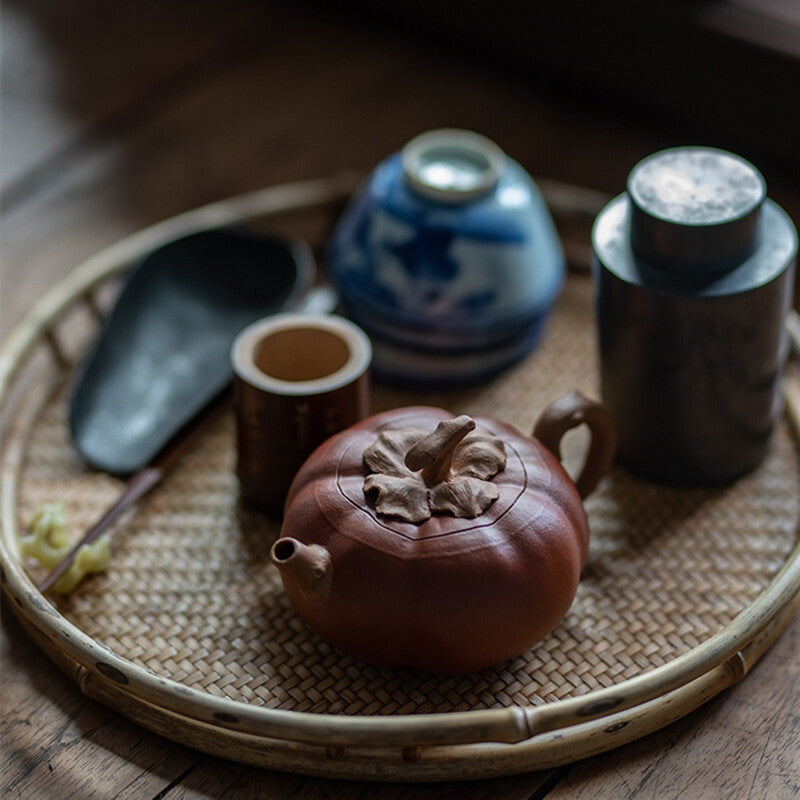 Persimmon Shape Tea Pot True Yixing Zisha Jiangpo Clay Pot Marked Handmade Pot