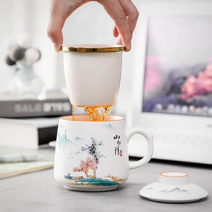 380ml Mug Ceramic Cup Tea Separation Water Cup Filter Tea Cup Kung Fu Tea Set