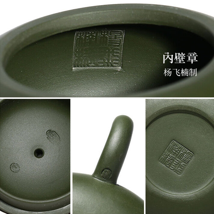 8.8 Oz Chinese Tea Pot Floral Print Real Yixing Zisha Republic Green Clay Xishi