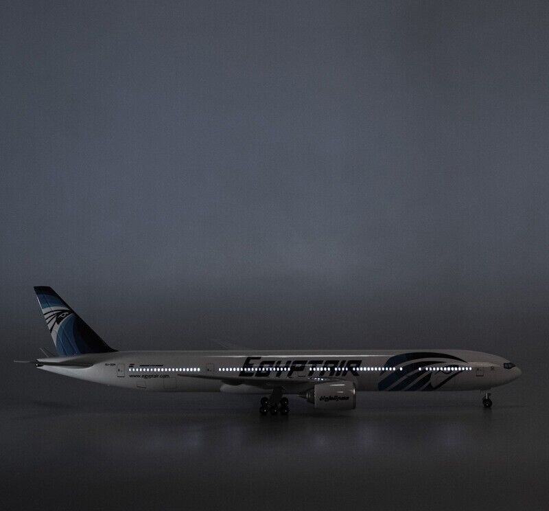 47CM EGYPTAIR B777-300ER Passenger Plane Led Sound- controlled Light Resin Model