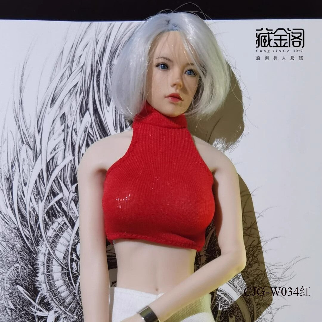 1/6 Female Neck Tight T-Shirt Bottom Tank Top Fits 12 "ph tbl Action Figure Body