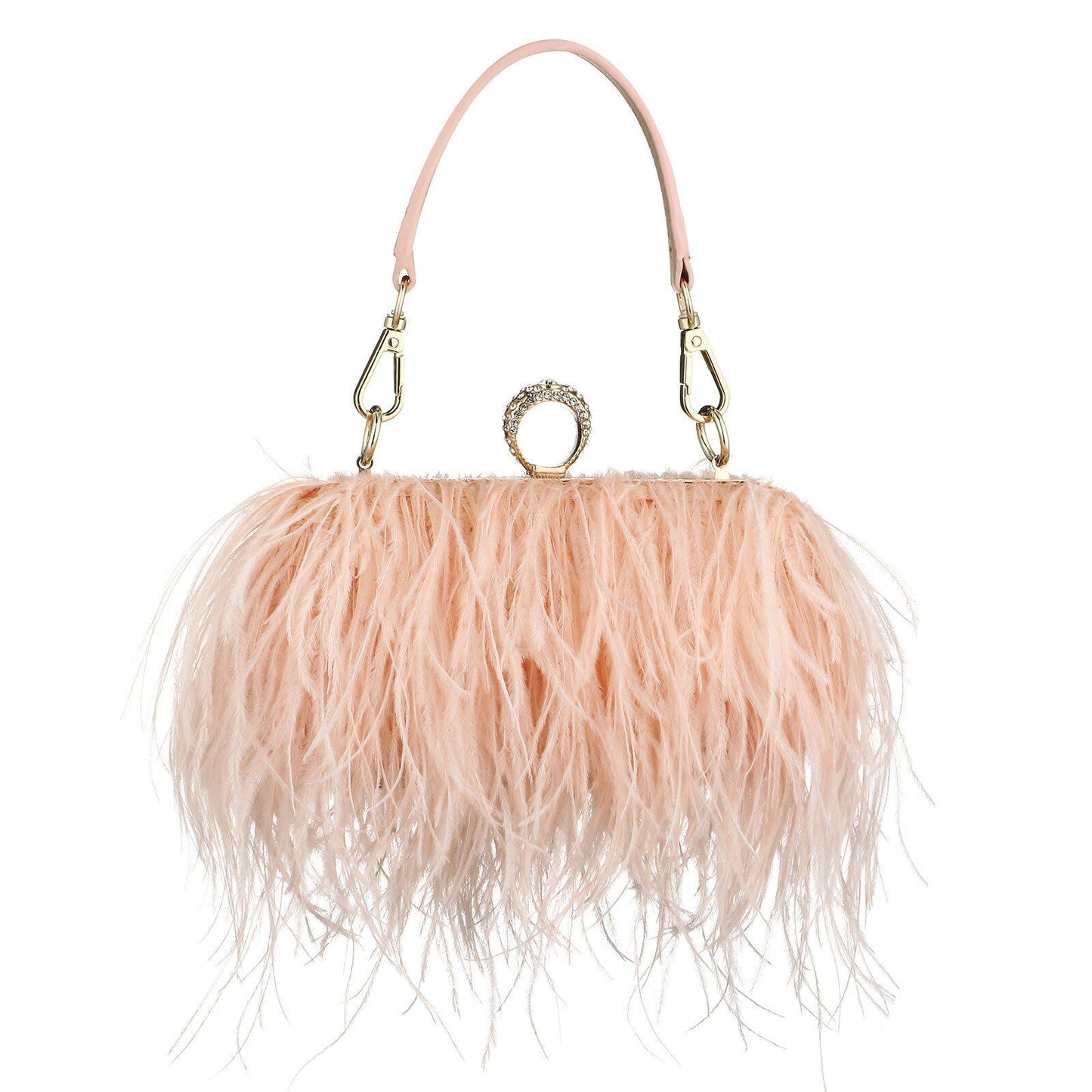 Luxury Ostrich Feather Evening Bag Shoulder Crossbody Bag Party Clutch 19*6*10CM