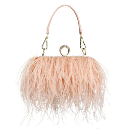 Luxury Ostrich Feather Evening Bag Shoulder Crossbody Bag Party Clutch 19*6*10CM