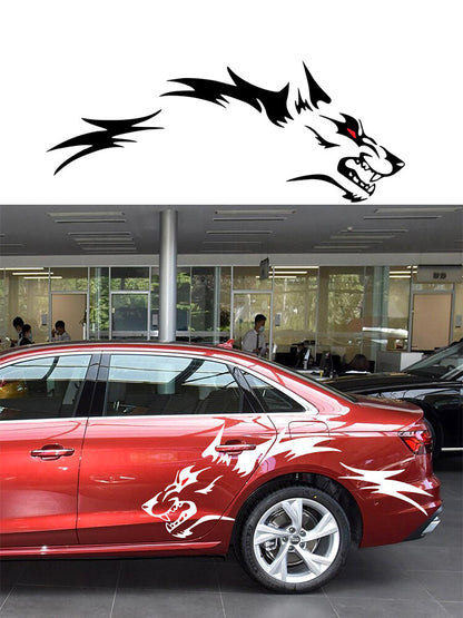 2Pcs Running Wolf Vinyl Graphics Decal Stickers For Car Side Body Rear Wheels
