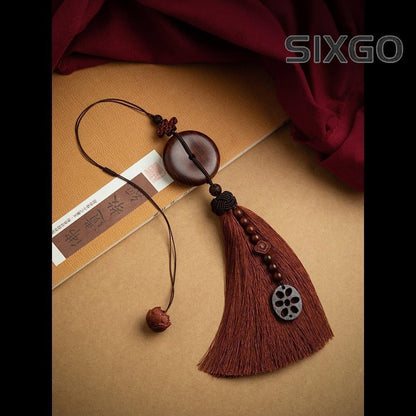 Rosewood Car Charm Buddhist Amulet Car Decor Hanging Ornament
